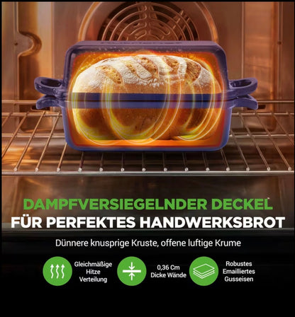 🍞 Back-Hulda Premium Brotback- & Schmortopf Set. Backe knusprige Brote wie vom Bäcker – ganz einfach zuhause! 1 Paar hochwertige Silikon-Backhandschuhe
Hitzebeständig und rutschfest für sicheres Arbeiten am heißen Ofen.