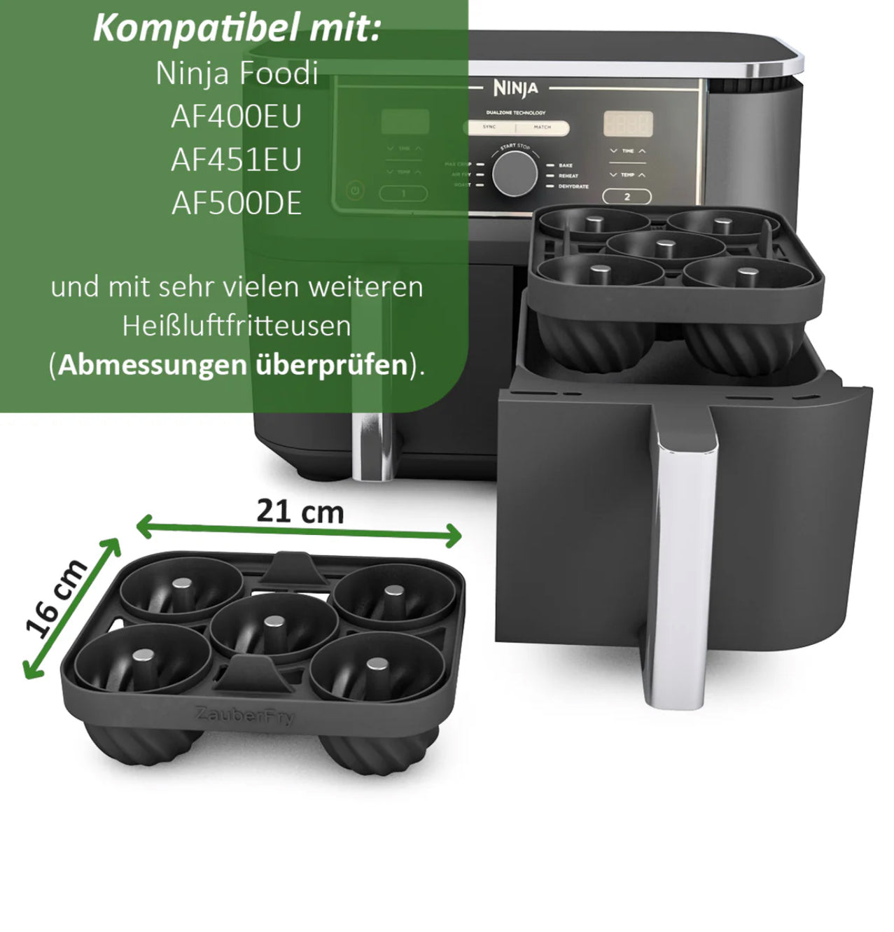 ZauberFry-Backform „Mini-Gugelhupf“ kompatibel mit Ninja Airfryer (2er-Set)