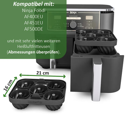 ZauberFry-Backform „Mini-Gugelhupf“ kompatibel mit Ninja Airfryer (2er-Set)