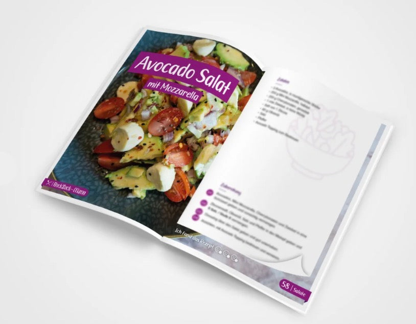 Salat-Set mit Olivenholz Salatbesteck,Salatschüssel,4 Schalen & Rezeptheft „RuckZuck-Salate“