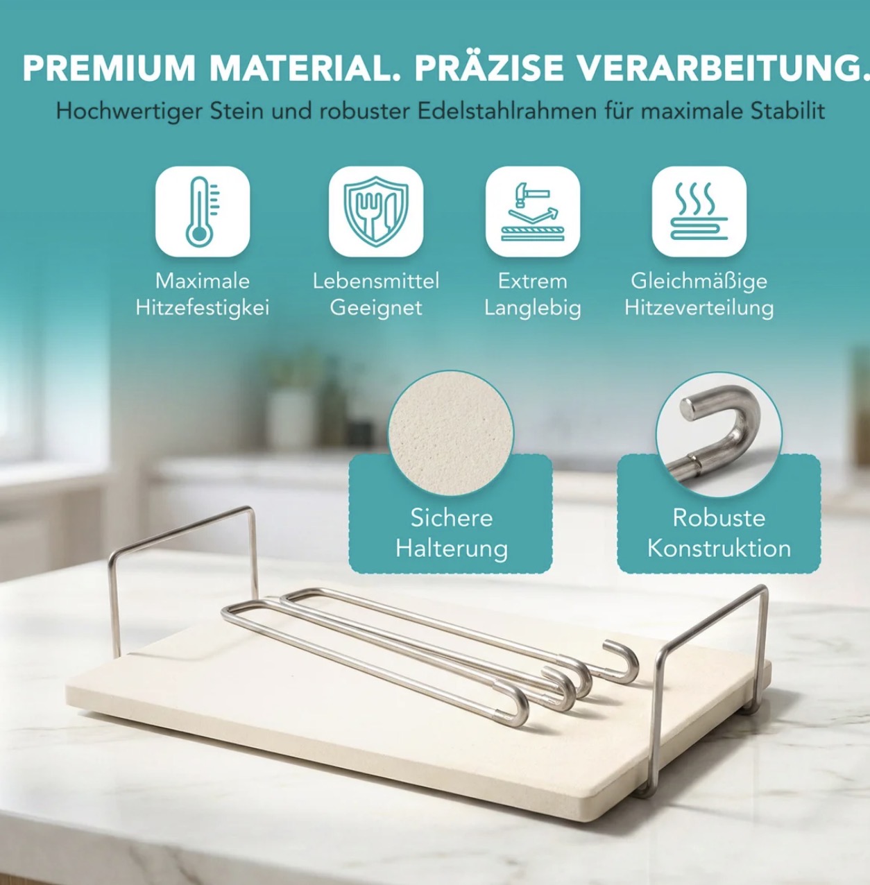 WunderFry® Airfryer-Pizzastein mit Edelstahlrahmen