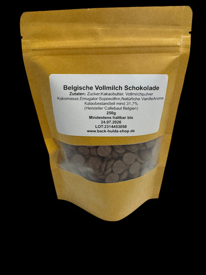 Exquisite Belgische Vollmilch Schokolade von Callebaut in Tropfenform, 250g