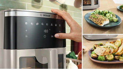 Bosch Airfryer dark Cream oder Schwarz-XXL 7,2 L Kapazität: bequem bis zu 5 Portionen kochen. Ohne vorheizen direkt starten.