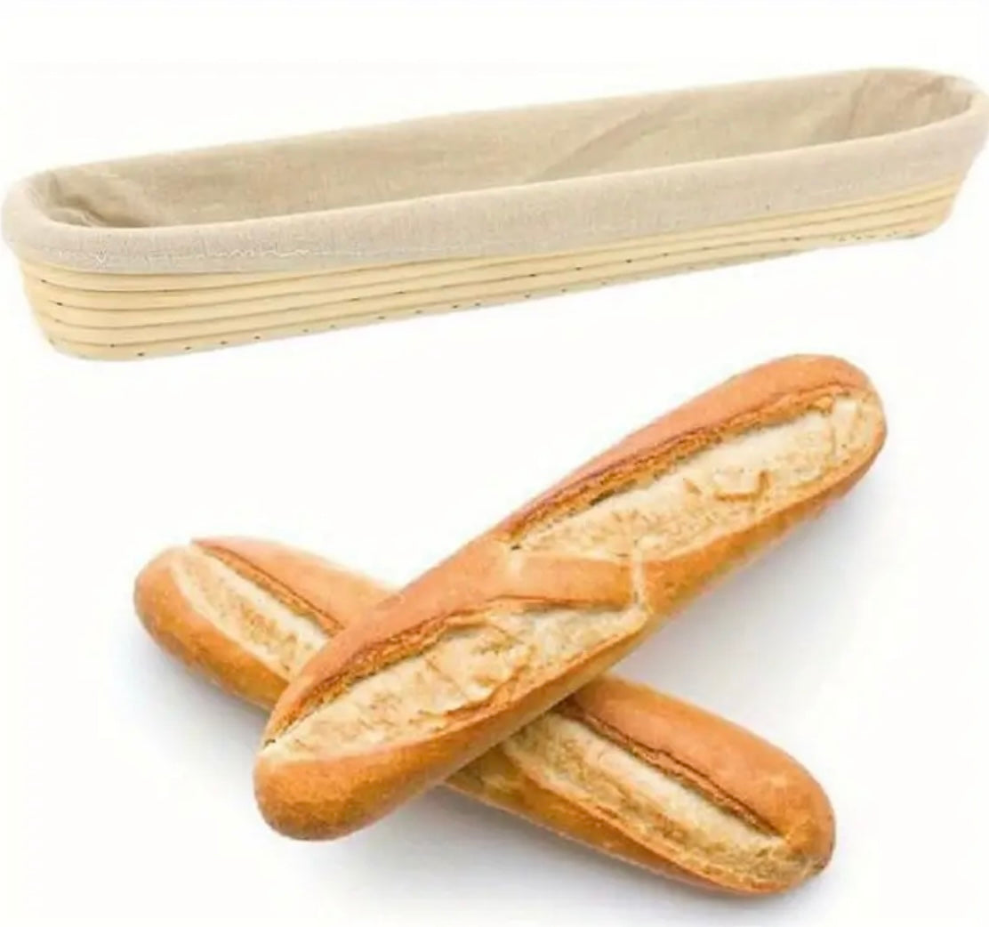 Rattan-Gärkörbchen für Baguette mit Leinentuch-Haube in 3 Größen.               Made in Germany 🇩🇪