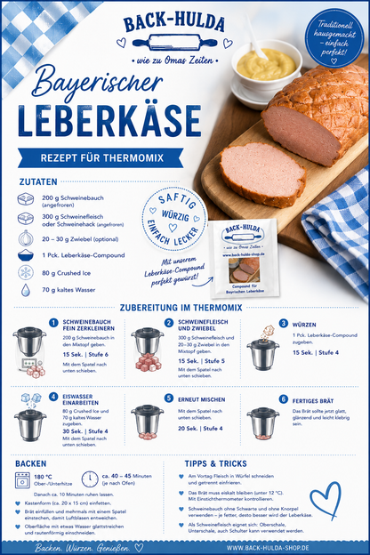BAYERISCHER LEBERKÄSE COMPOUND – 23 GRAMM, Rezept für Thermomix, Monsieur Cuisine und Cookit-siehe Bilder-