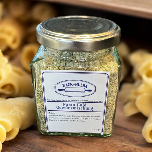 Pasta Gold - Italienischer Genuss. 100g frische Gewürzmischung liebevoll per Hand abgefüllt! Wird wöchentlich frisch von der Gewürzmühle (5km von uns) abgefüllt! Im Quadrat Glas