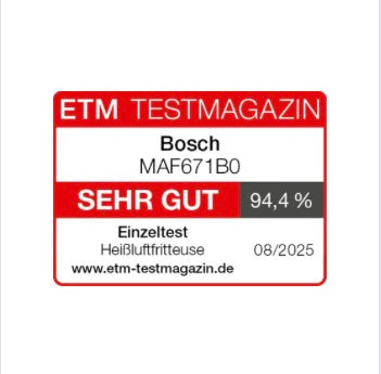 Bosch Airfryer dark Cream oder Schwarz-XXL 7,2 L Kapazität: bequem bis zu 5 Portionen kochen. Ohne vorheizen direkt starten.