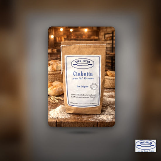 Ciabatta nach italienischer neuer Rezeptur „Das Orginal“ Inhalt:360g(0,83€/100g) liebevoll per Hand abgefüllt! Wird wöchentlich frisch von der Nachbarsmühle abgefüllt!