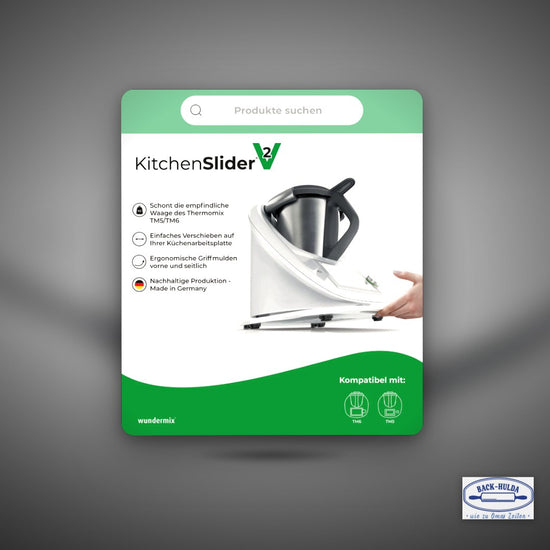 KitchenSlider®️M, V2 Plus, Alpine White-Premium-Gleitbrett für Thermomix TM6, TM5, 15 Jahre Herstellergarantie. Perfekt für den neuen TM6 Snow!