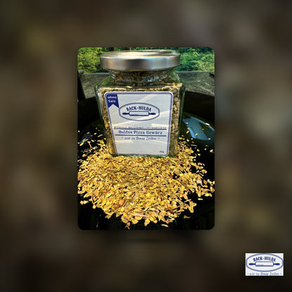 Huldas Pizza Gewürz; OHNE SALZ! Erlebe den authentischen Geschmack Italiens. 40g im Quadrat-Glas, 100% Handarbeit. Wird wöchentlich frisch von der Gewürzmühle (5km von uns) abgefüllt! – Clean Showcase Plus