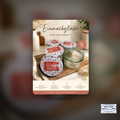 Einmachgläser „Mit Liebe gemacht“ (4er Set) – Clean Showcase Plus