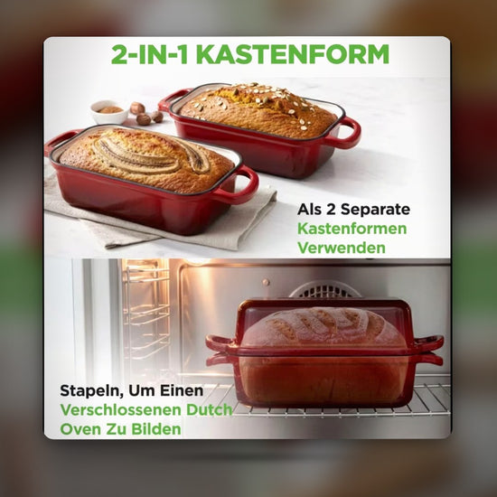 🍞 Back-Hulda Premium Brotback- & Schmortopf Set. Backe knusprige Brote wie vom Bäcker – ganz einfach zuhause! 1 Paar hochwertige Silikon-Backhandschuhe
Hitzebeständig und rutschfest für sicheres Arbeiten am heißen Ofen.