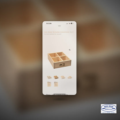 Der Bax im Holz-Holz-Backrahmen „doppelt“ aus naturbelassenem, massivem Buchenholz. Inklusive passender Trennwände für bis zu vier Brote zu je 500g.