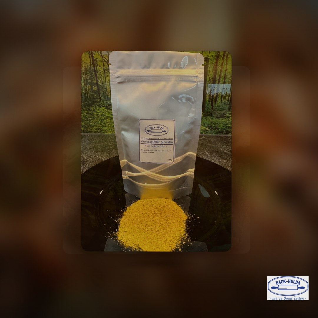 Nachfüllpack: Zitronen-Pfeffer gemahlen. Bereit für eine Geschmacksexplosion? 100g im Nachfüllpack. Wird wöchentlich frisch von der Gewürzmühle (5km von uns) abgefüllt! – Clean Showcase Plus