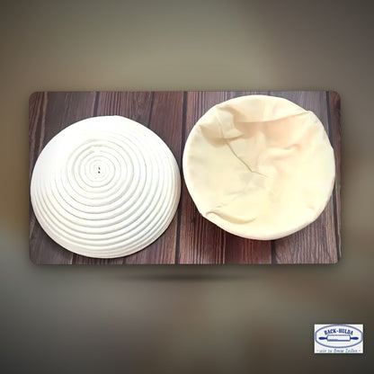 Gärkörbchen, Rund, Perfekt für Hausgemachte Sauerteigbroten in verschiedenen Größen, aus Peddigrohr mit Leinentuch. Made in Germany – Clean Showcase Plus